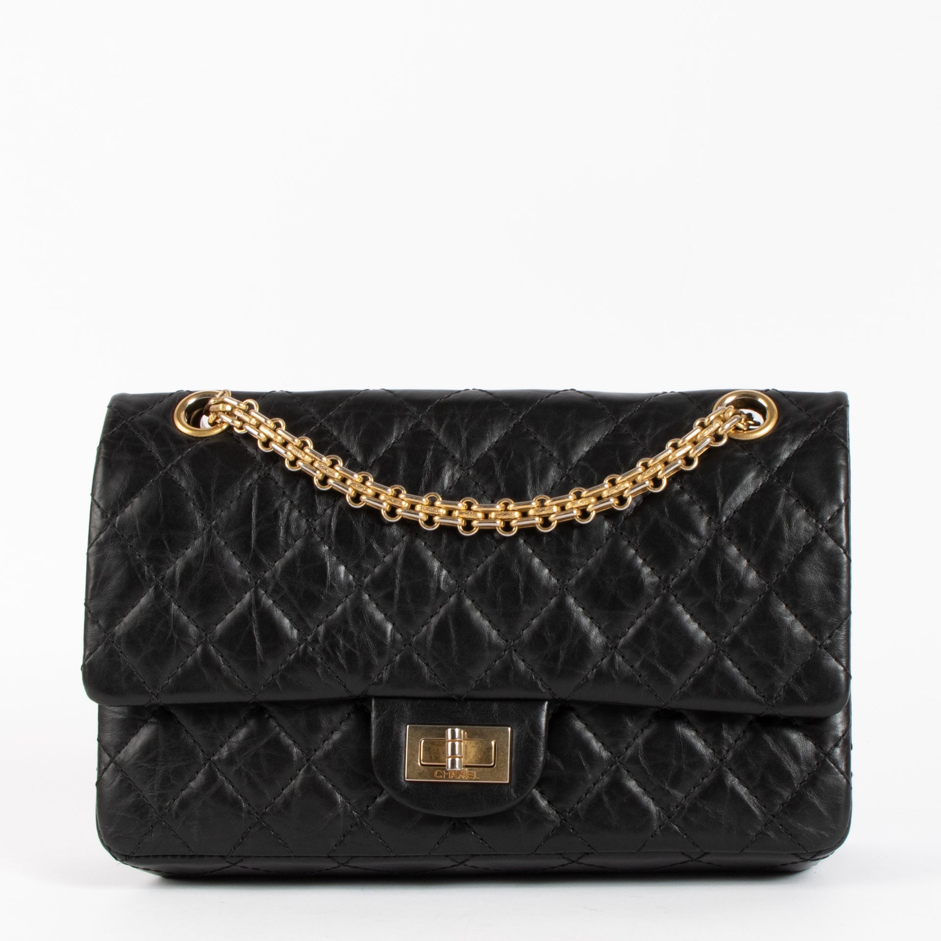 Chanel Black Aged Calfskin Medium Reissue 2.55 Bag