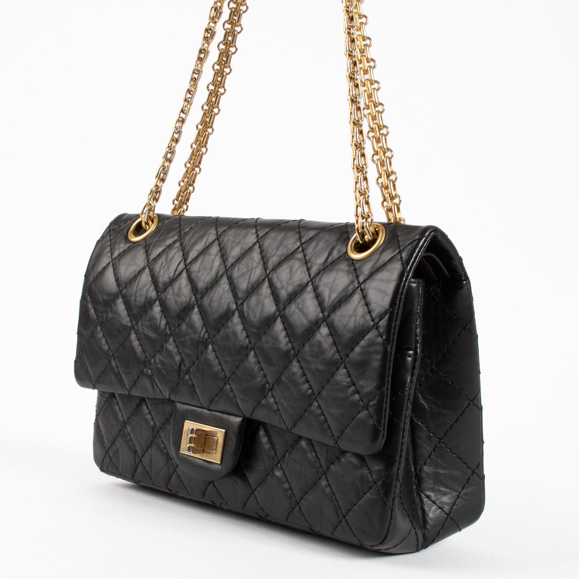 Chanel Black Aged Calfskin Medium Reissue 2.55 Bag