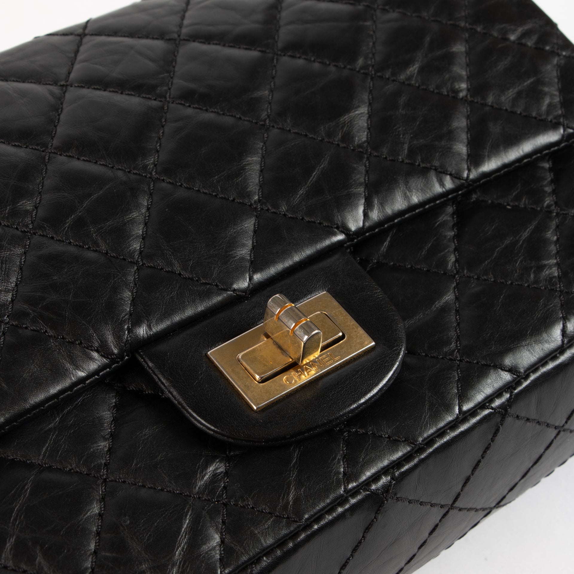 Chanel Black Aged Calfskin Medium Reissue 2.55 Bag