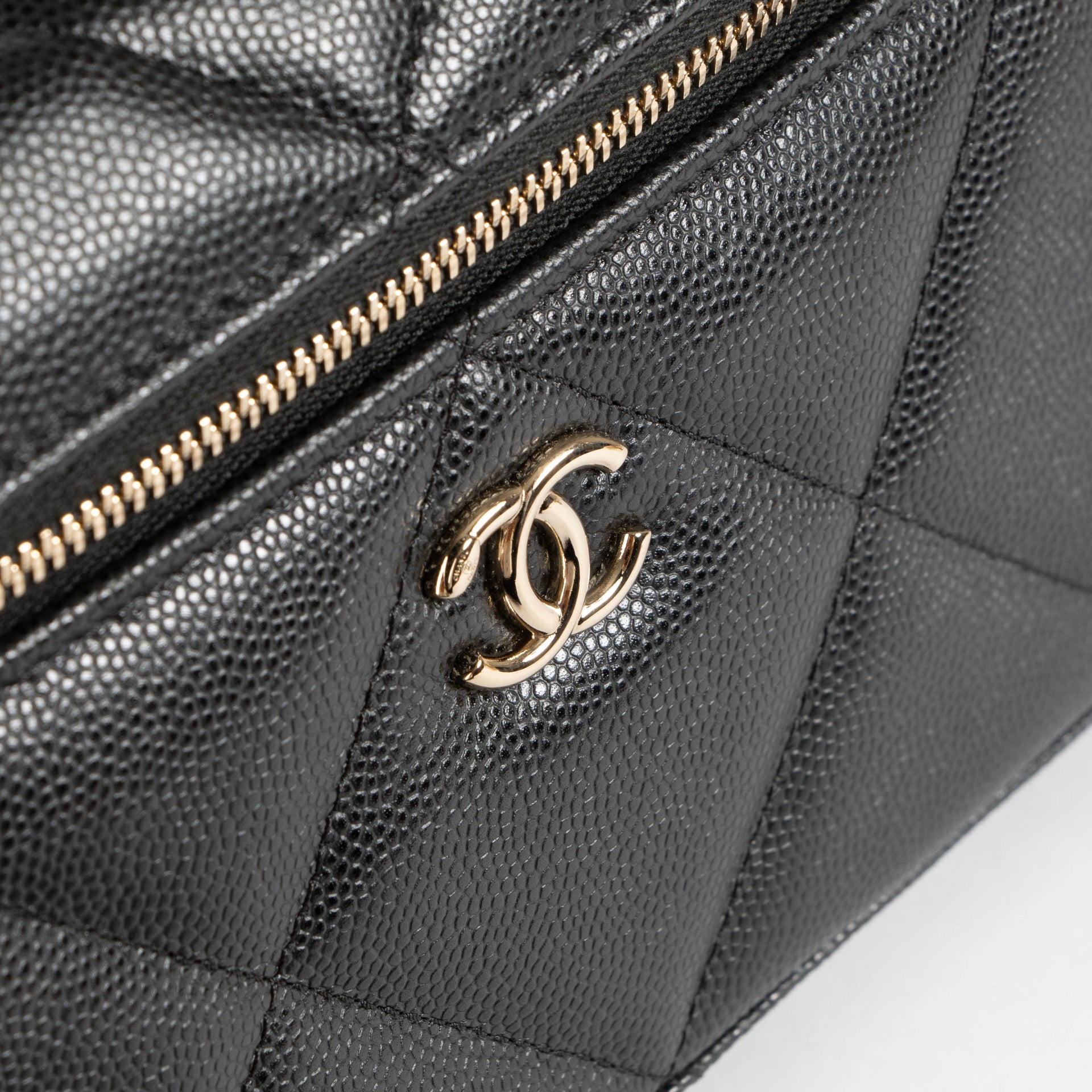 Chanel Black Caviar Slim Vanity With Chain Bag