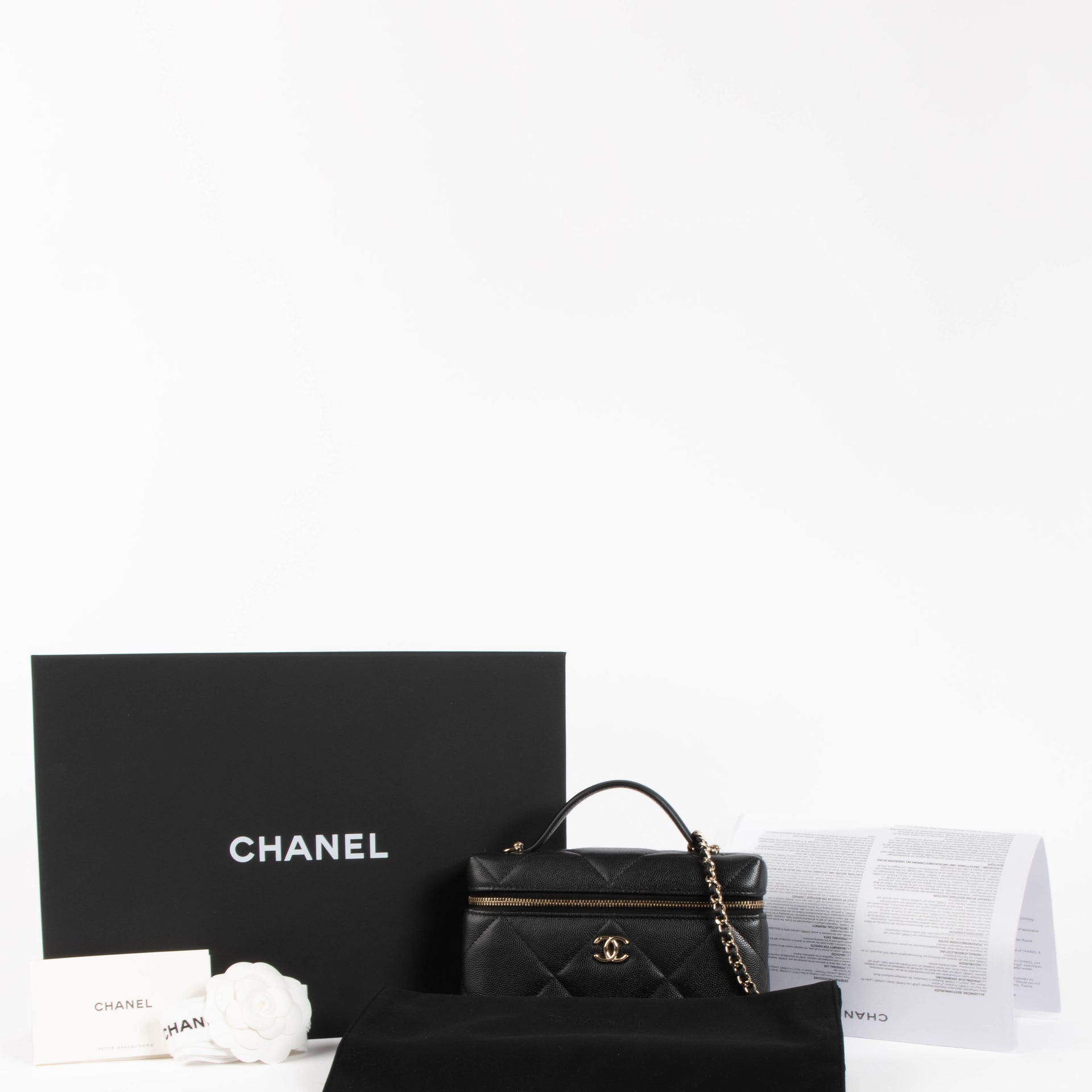 Chanel Black Caviar Slim Vanity With Chain Bag