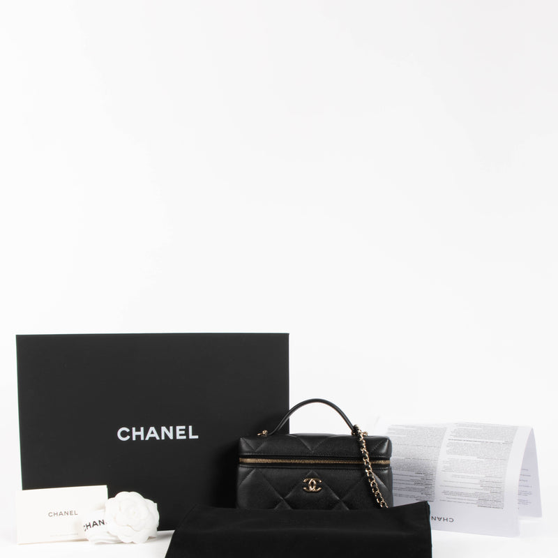 Chanel Black Caviar Slim Vanity With Chain Bag