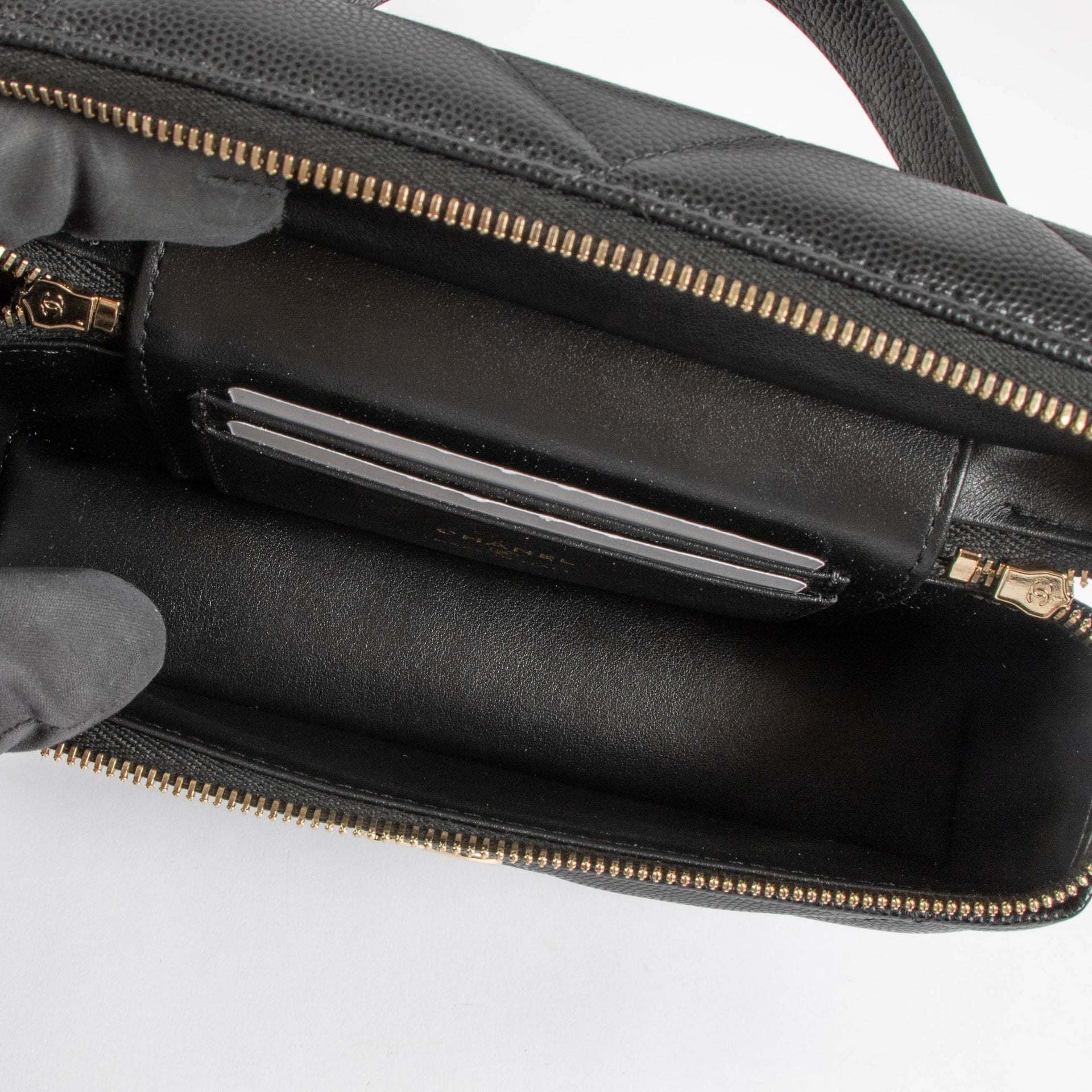 Chanel Black Caviar Slim Vanity With Chain Bag