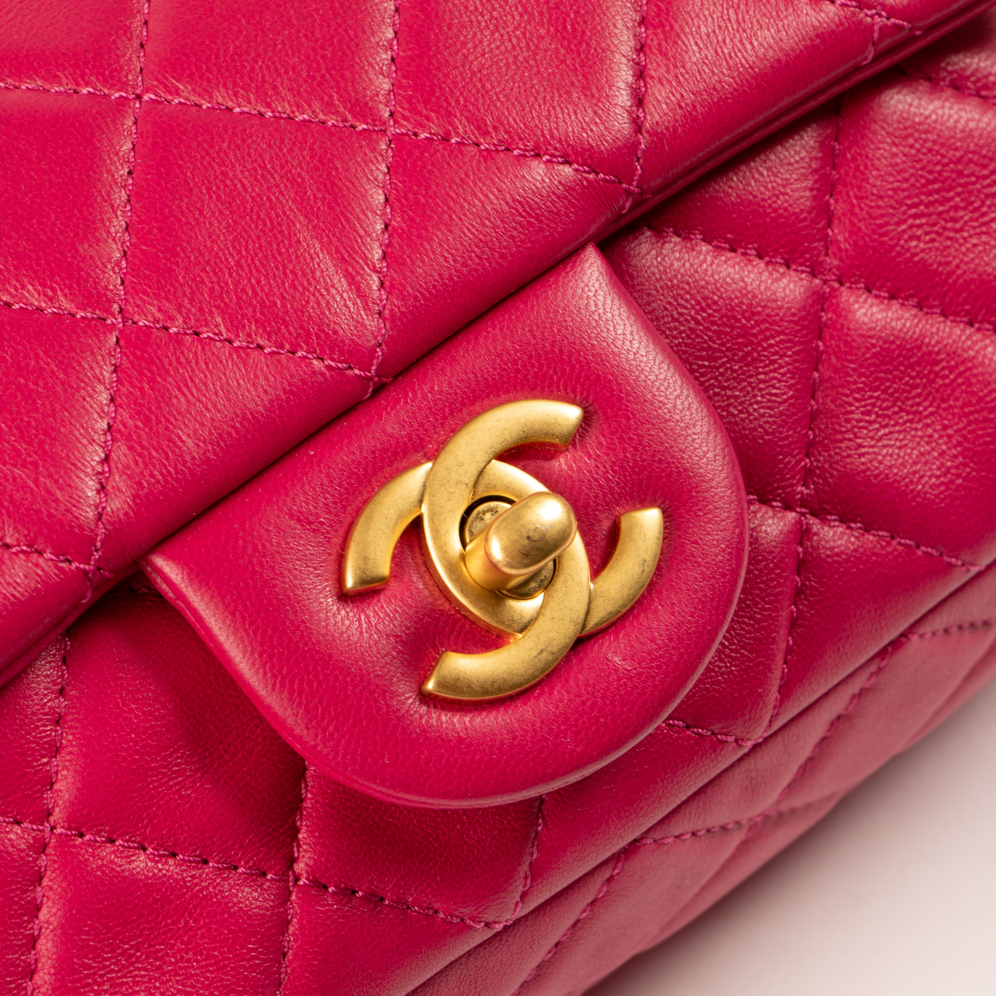 Chanel Fuchsia Lambskin Pearl Crush Mini Flap Bag – Labellov