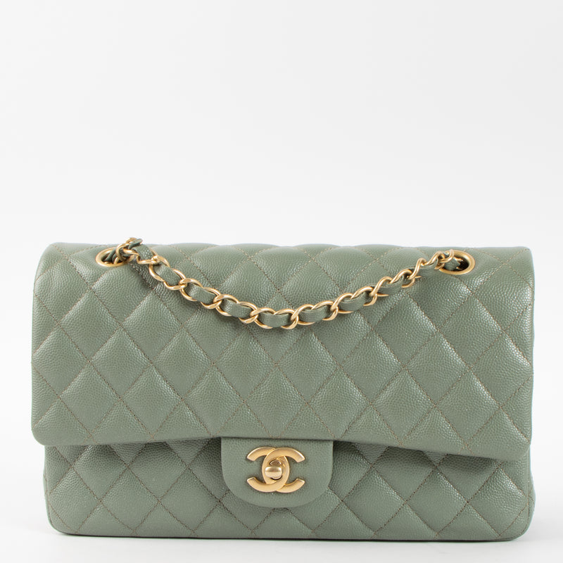 Shop this authentic luxury Chanel Green Caviar Medium Classic 11.12 bag Pre-Loved on Labellov.com
