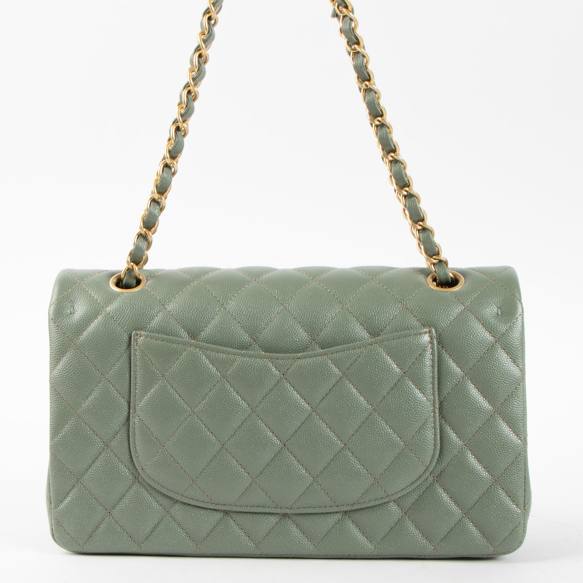 Shop this authentic luxury Chanel Green Caviar Medium Classic 11.12 bag Pre-Loved on Labellov.com