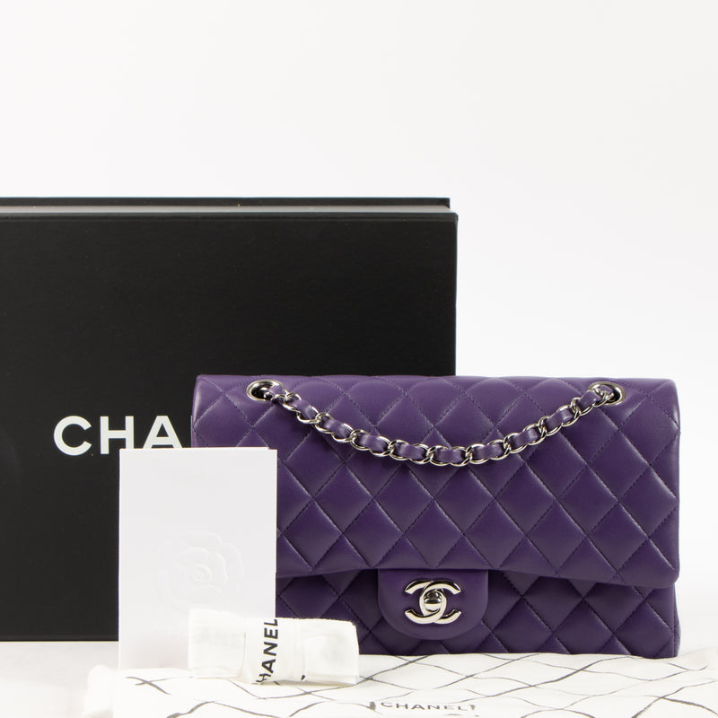 Shop this authentic Chanel Purple Lambskin Medium Classic 11.12 Handbag pre-loved on Labellov.com