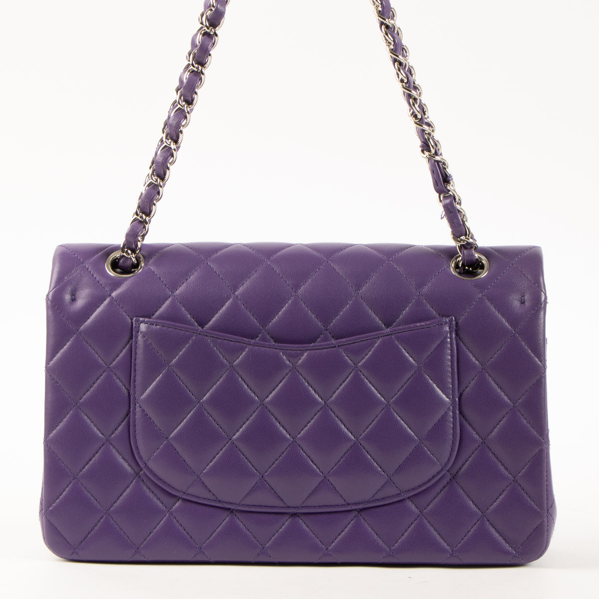 Shop this authentic Chanel Purple Lambskin Medium Classic 11.12 Handbag pre-loved on Labellov.com