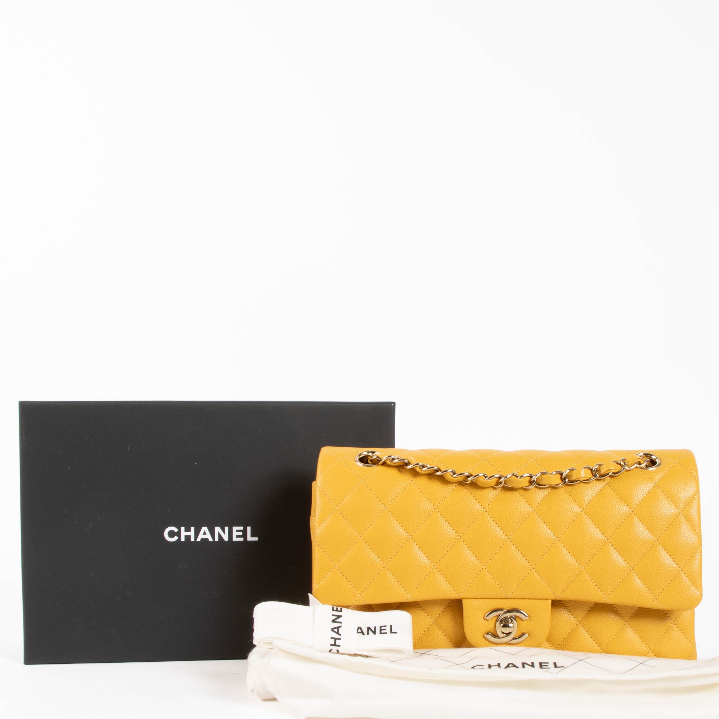 Chanel Mustard Yellow Caviar Medium Classic 11.12 Handbag – Labellov