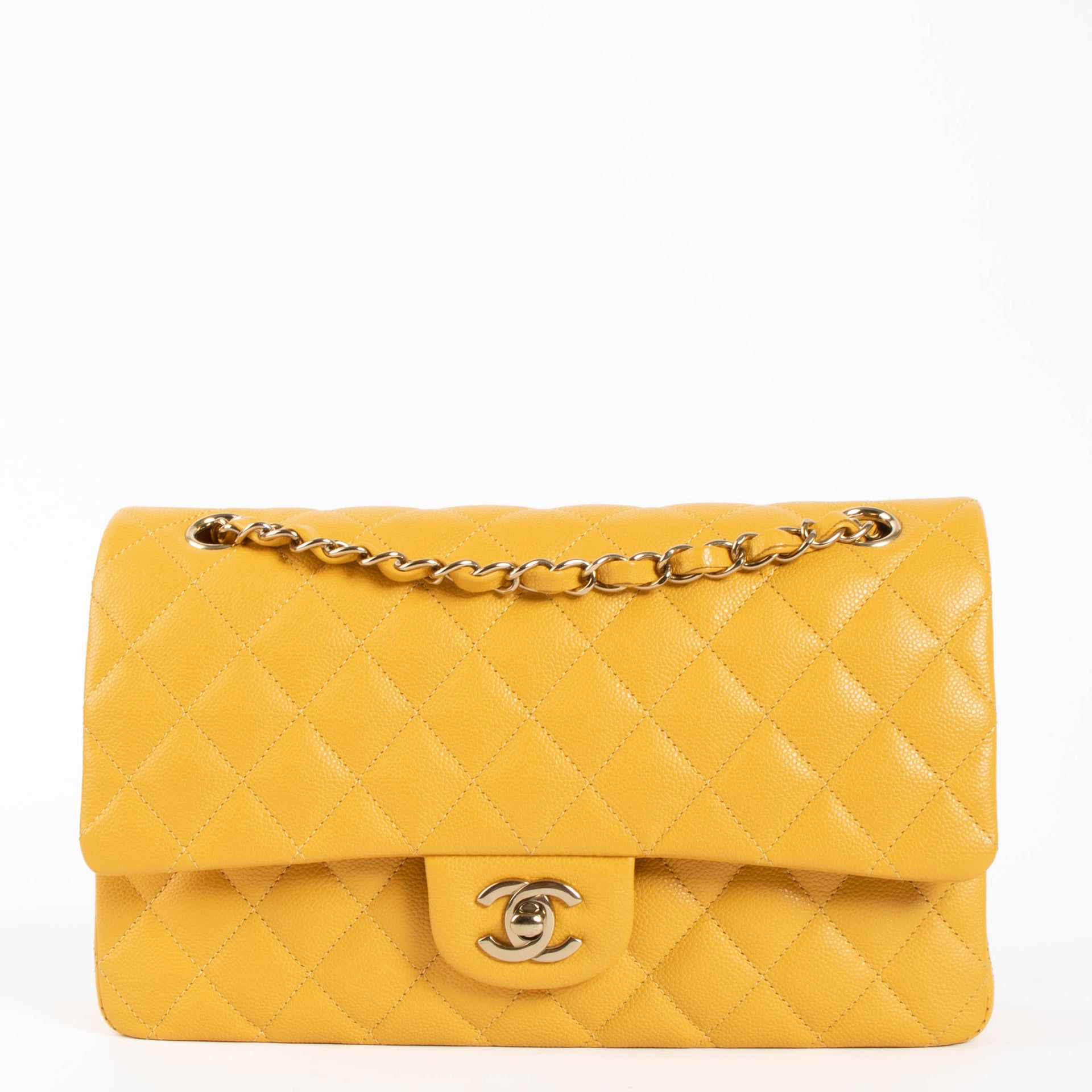 Chanel Mustard Yellow Caviar Medium Classic 11.12 Handbag