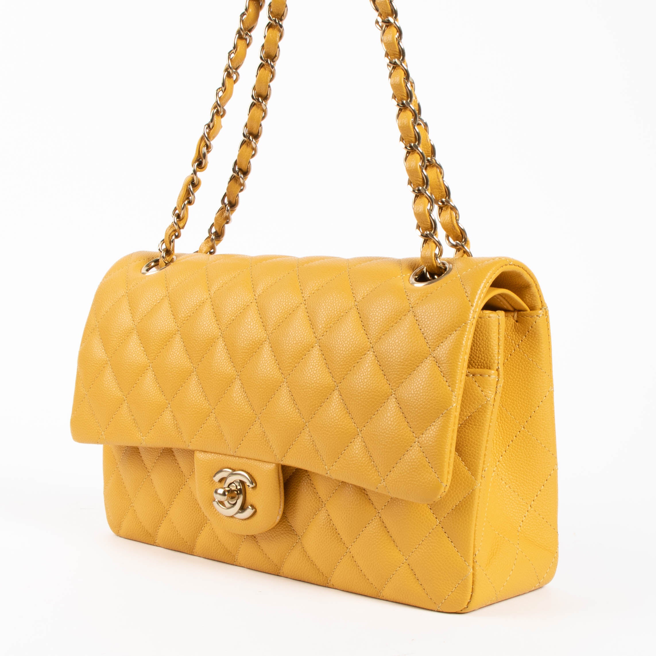 Chanel Mustard Yellow Caviar Medium Classic 11.12 Handbag – Labellov