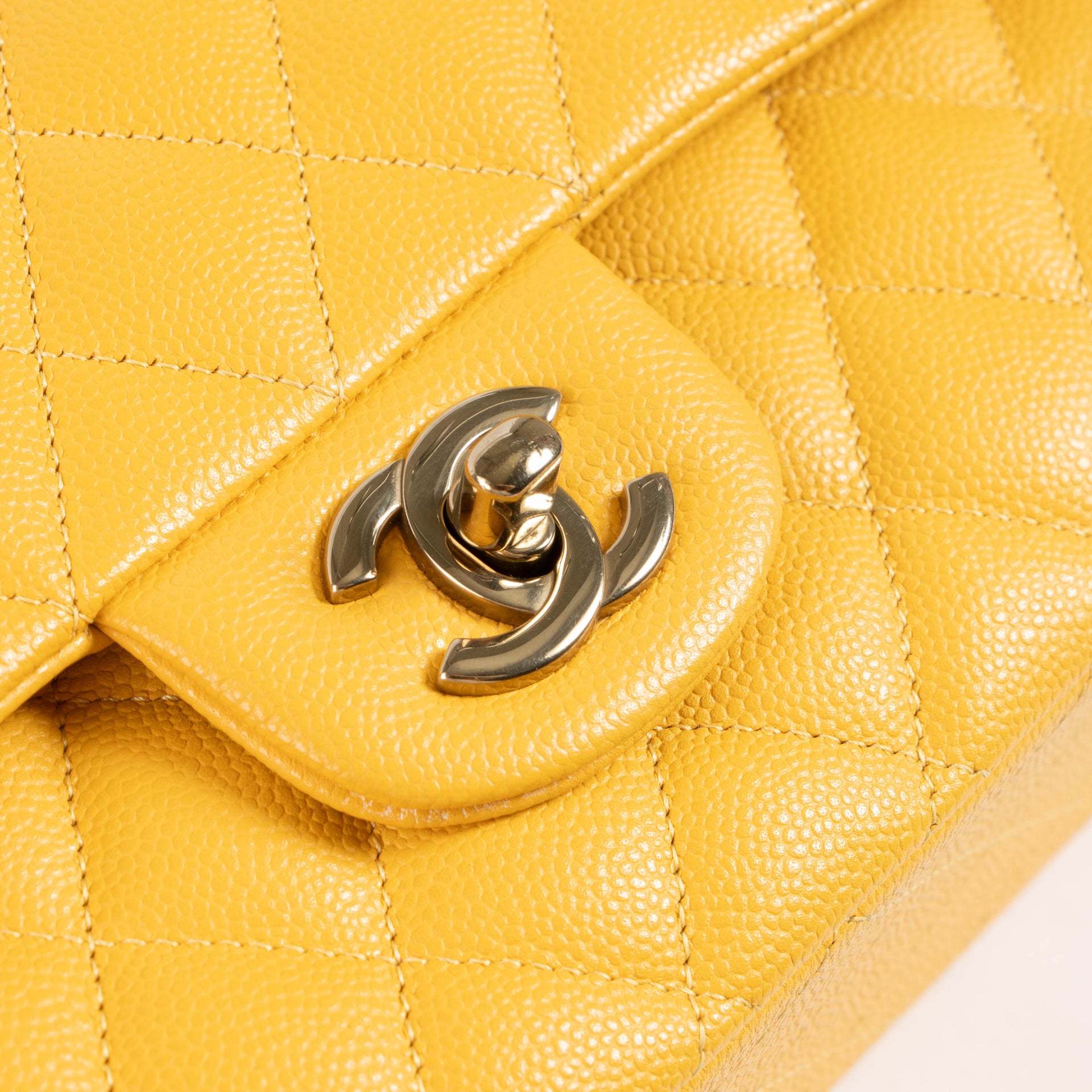 Chanel Mustard Yellow Caviar Medium Classic 11.12 Handbag