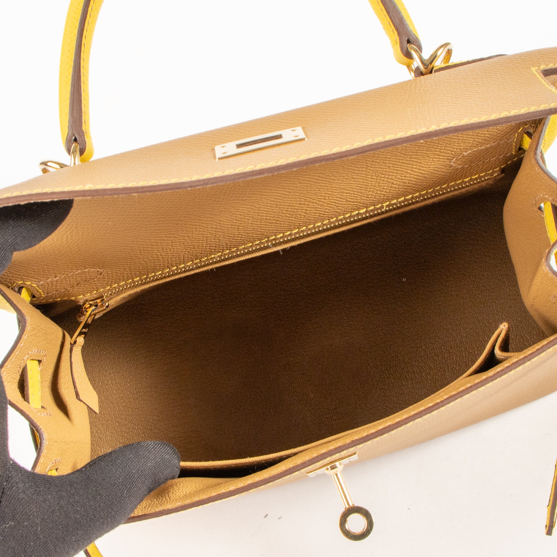 Hermes HSS Kelly 25 Biscuit/Jaune de Naple Epsom GHW