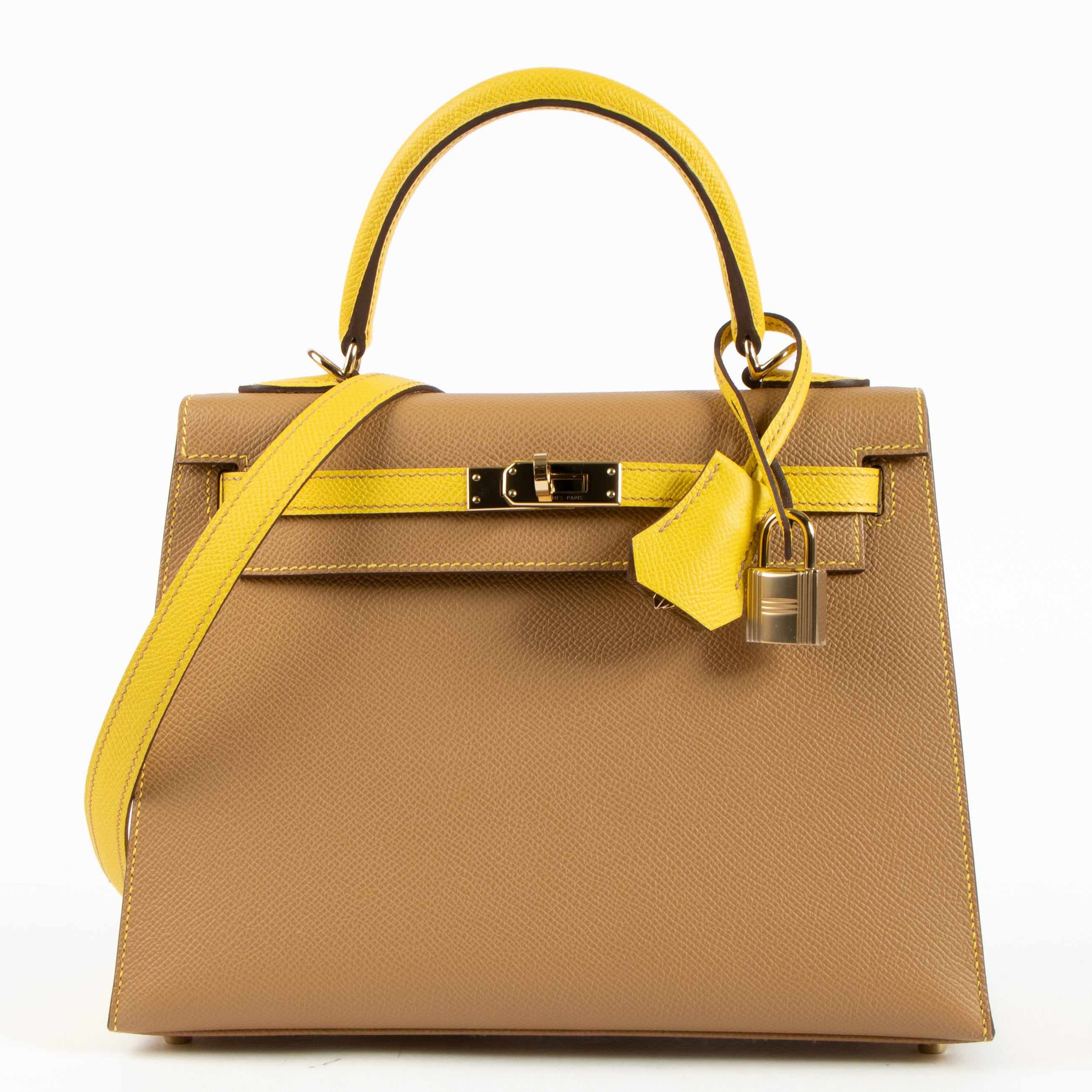 ✨美品✨HERMES　エルメス　バングル　フープ　レザーxイエローゴールド Hermes HSS Kelly 25 Biscuit/Jaune de Naple Epsom GHW – Labellov