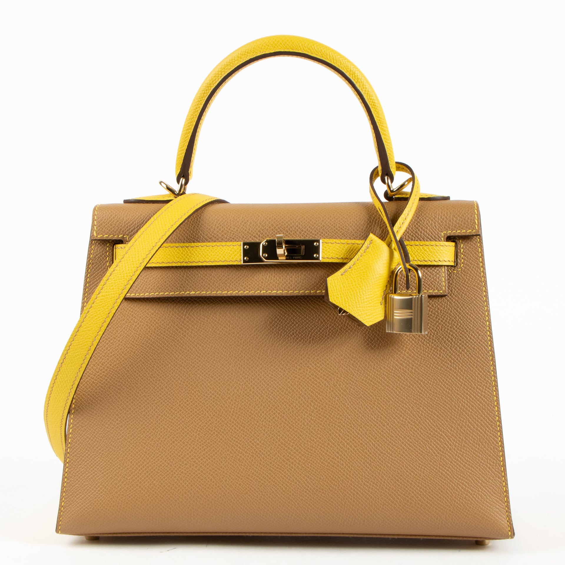 Hermes HSS Kelly 25 Biscuit/Jaune de Naple Epsom GHW