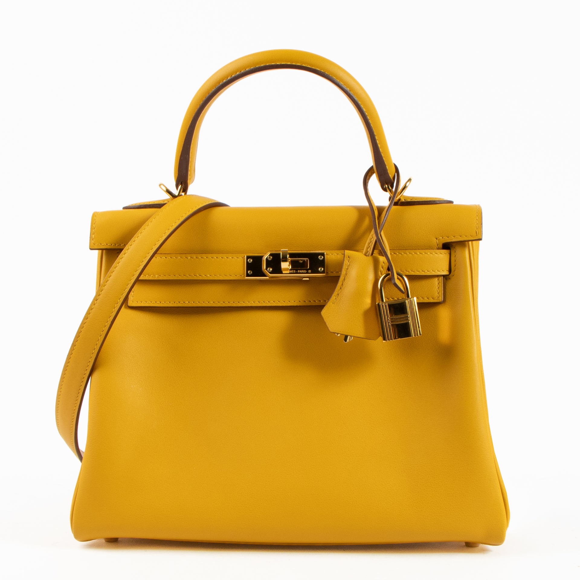 Hermès Kelly 25 Jaune Ambre Swift GHW