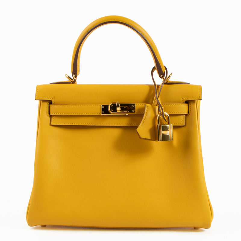 Hermès Kelly 25 Jaune Ambre Swift GHW