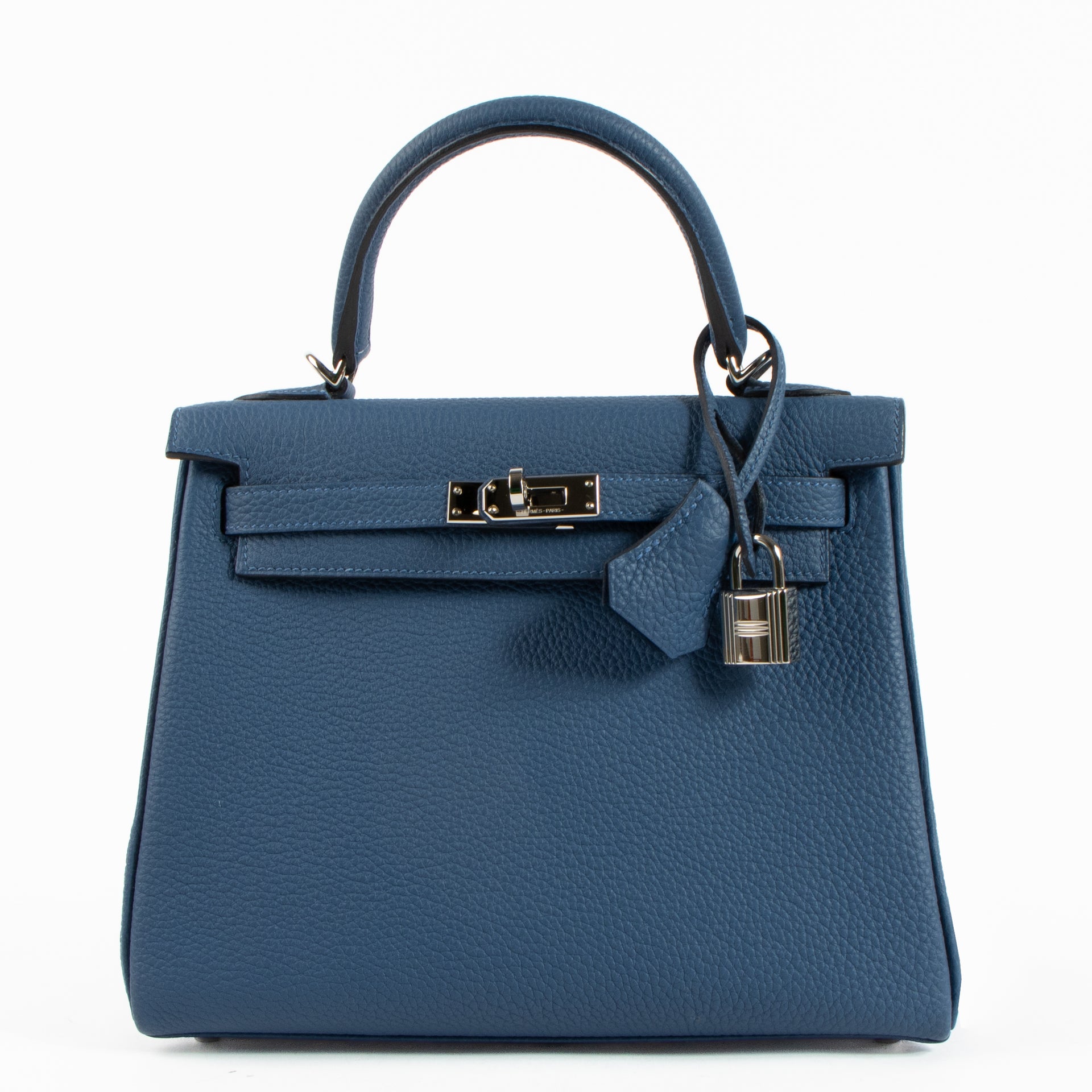 Hermès Kelly 25 Bleu Tie Togo PHW