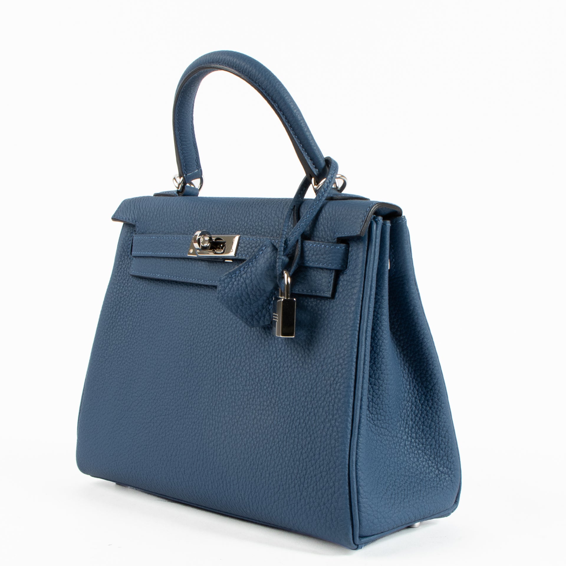 Hermès Kelly 25 Bleu Tie Togo PHW