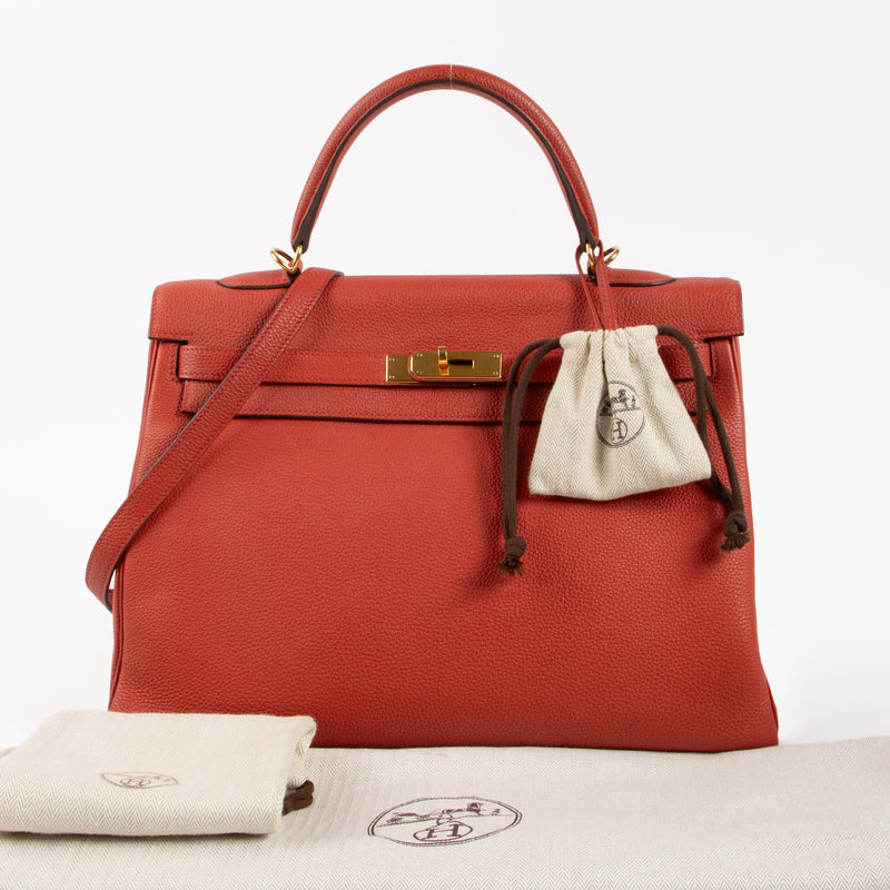 Hermès Kelly 35 Geranium Togo GHW