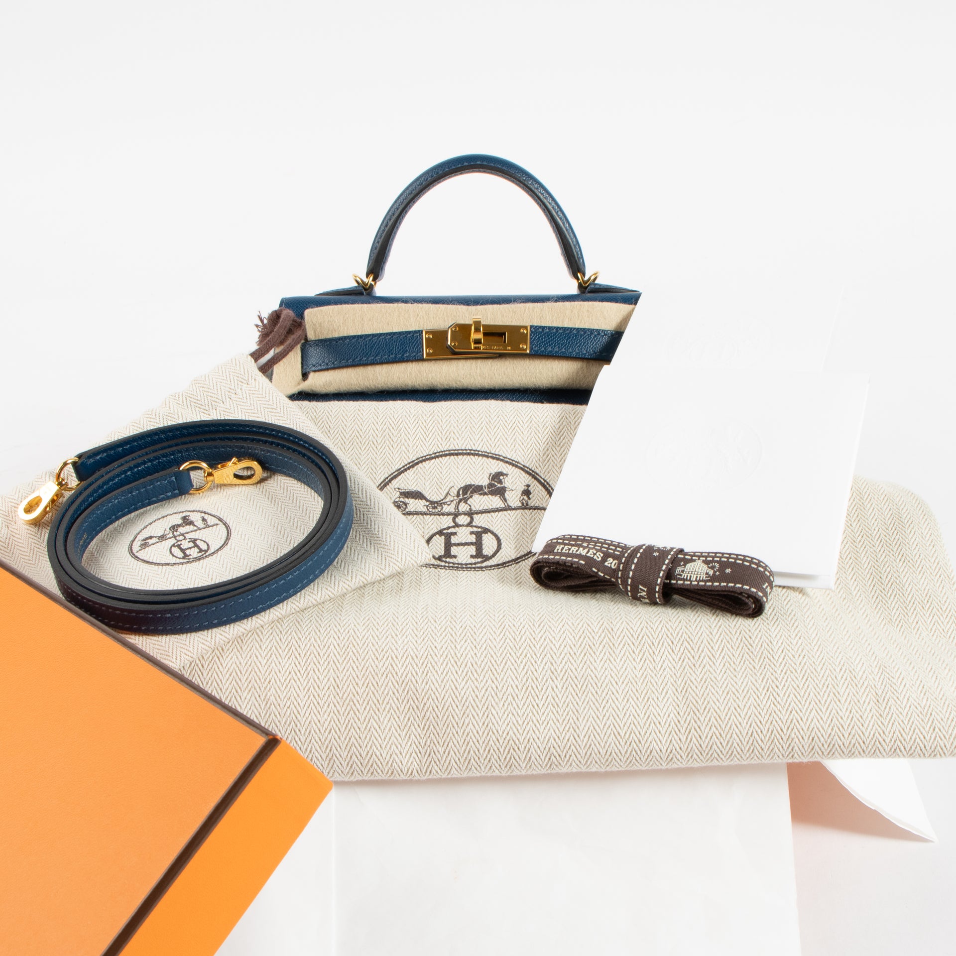 Hermès Kelly Mini II Deep Blue Madame GHW