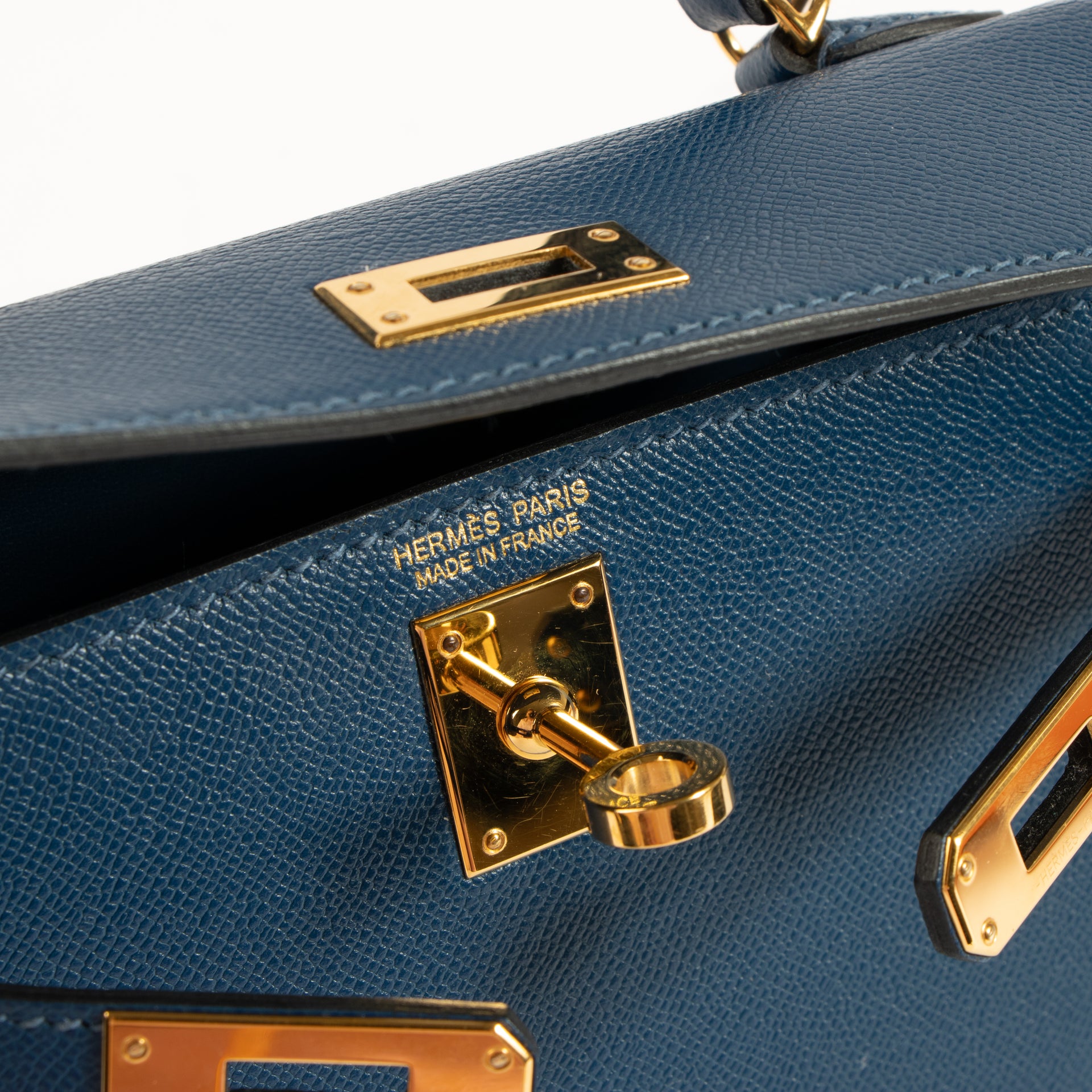 Hermès Kelly Mini II Deep Blue Madame GHW