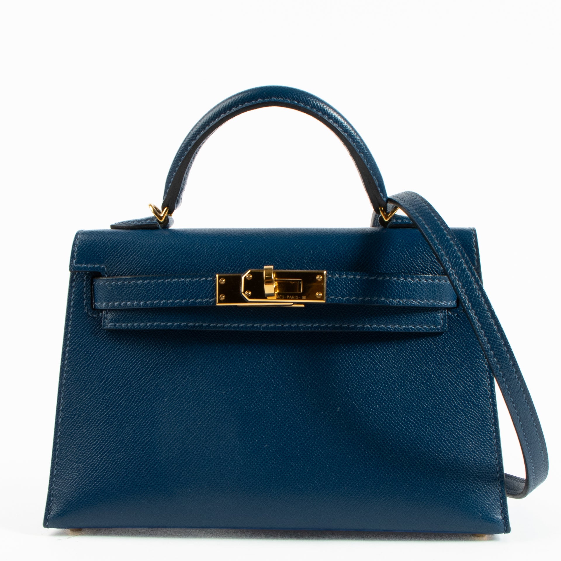 Hermès Kelly Mini II Deep Blue Madame GHW