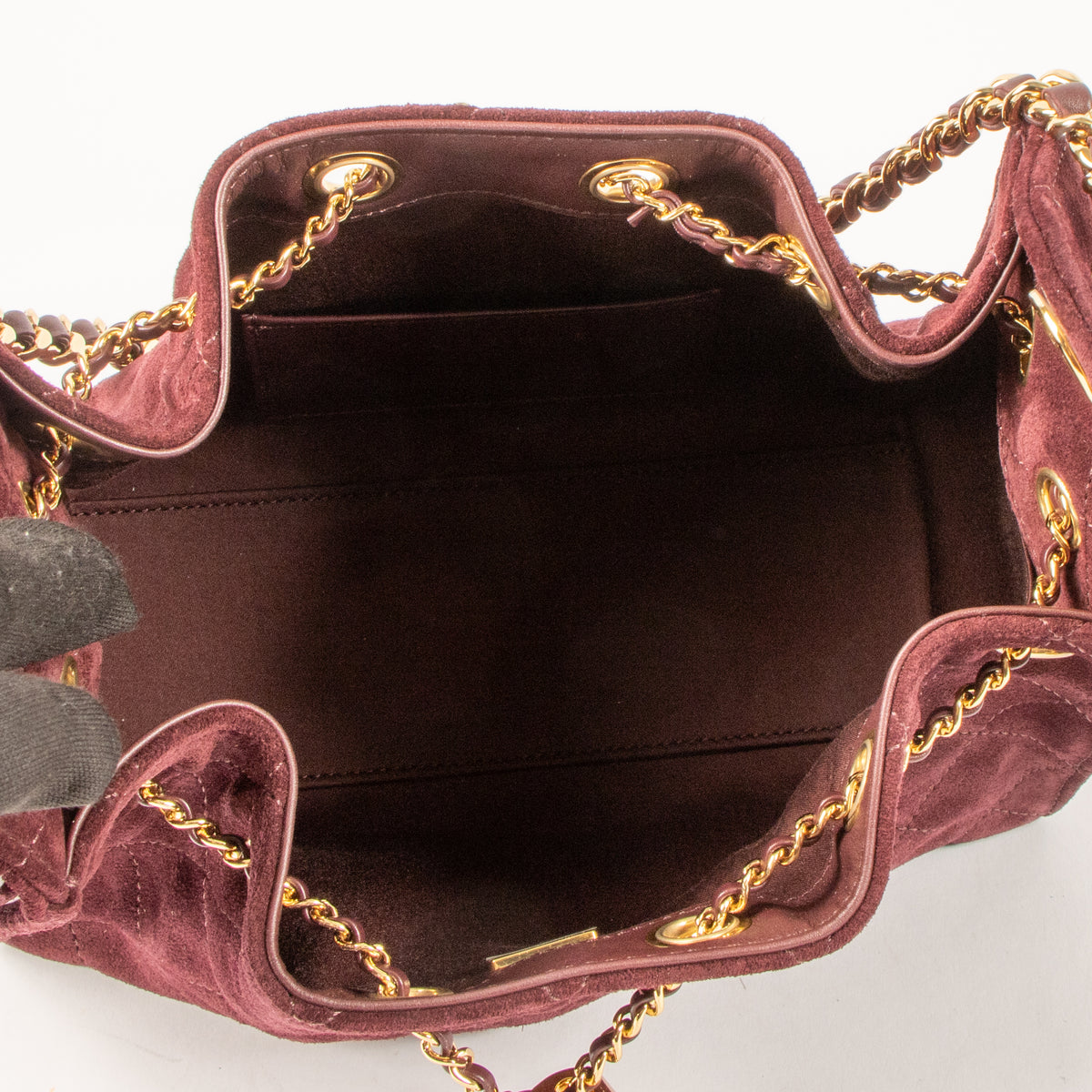 Chanel 26K Burgundy Suede Chanel 25 Mini Bag