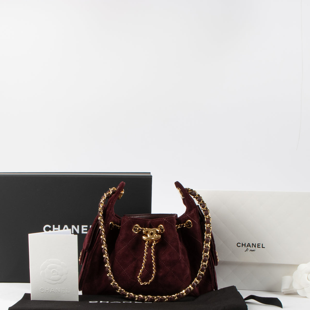 Chanel 26K Burgundy Suede Chanel 25 Mini Bag