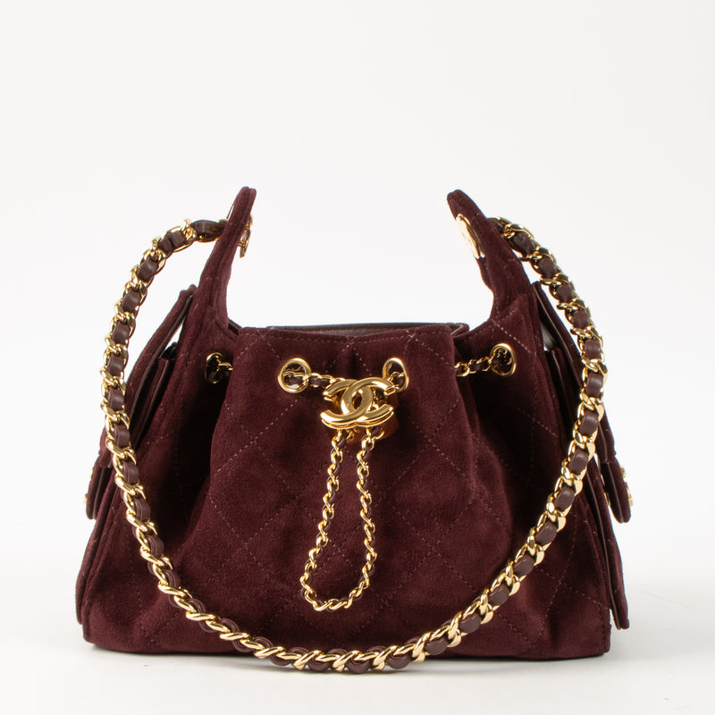 Chanel 26K Burgundy Suede Chanel 25 Mini Bag