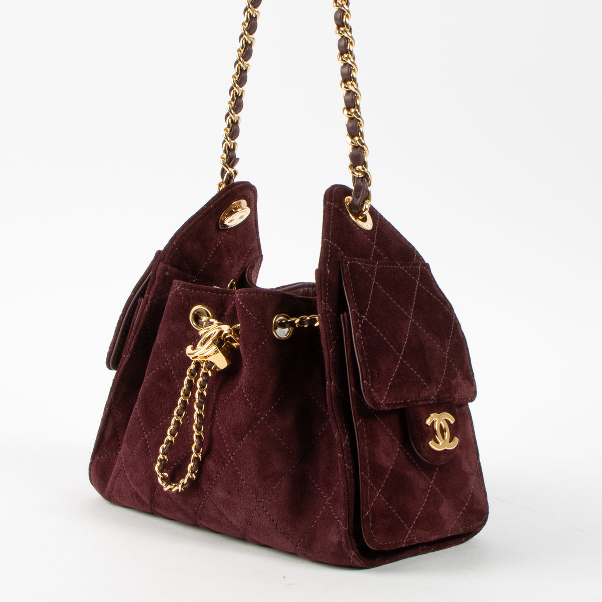 Chanel 26K Burgundy Suede Chanel 25 Mini Bag