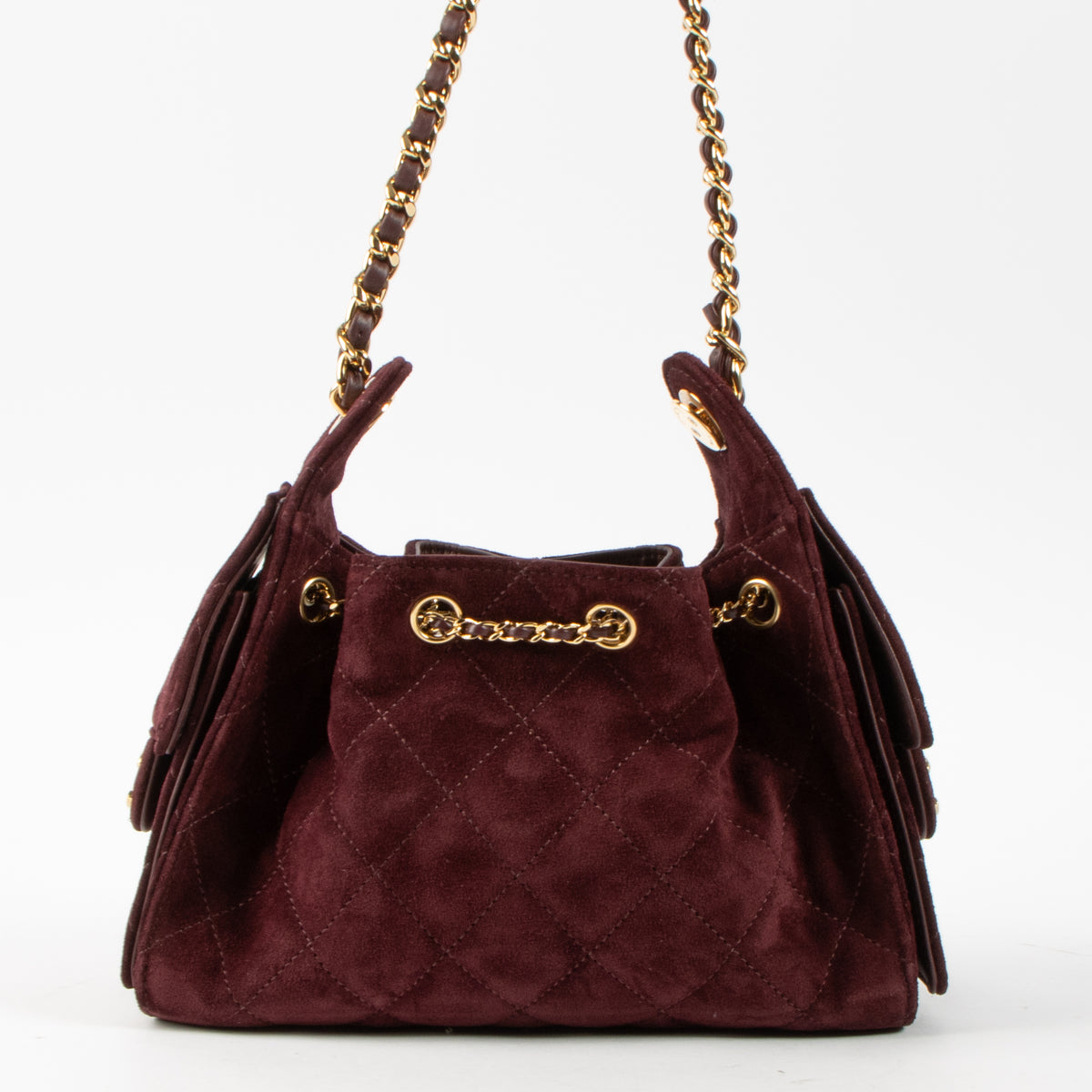 Chanel 26K Burgundy Suede Chanel 25 Mini Bag