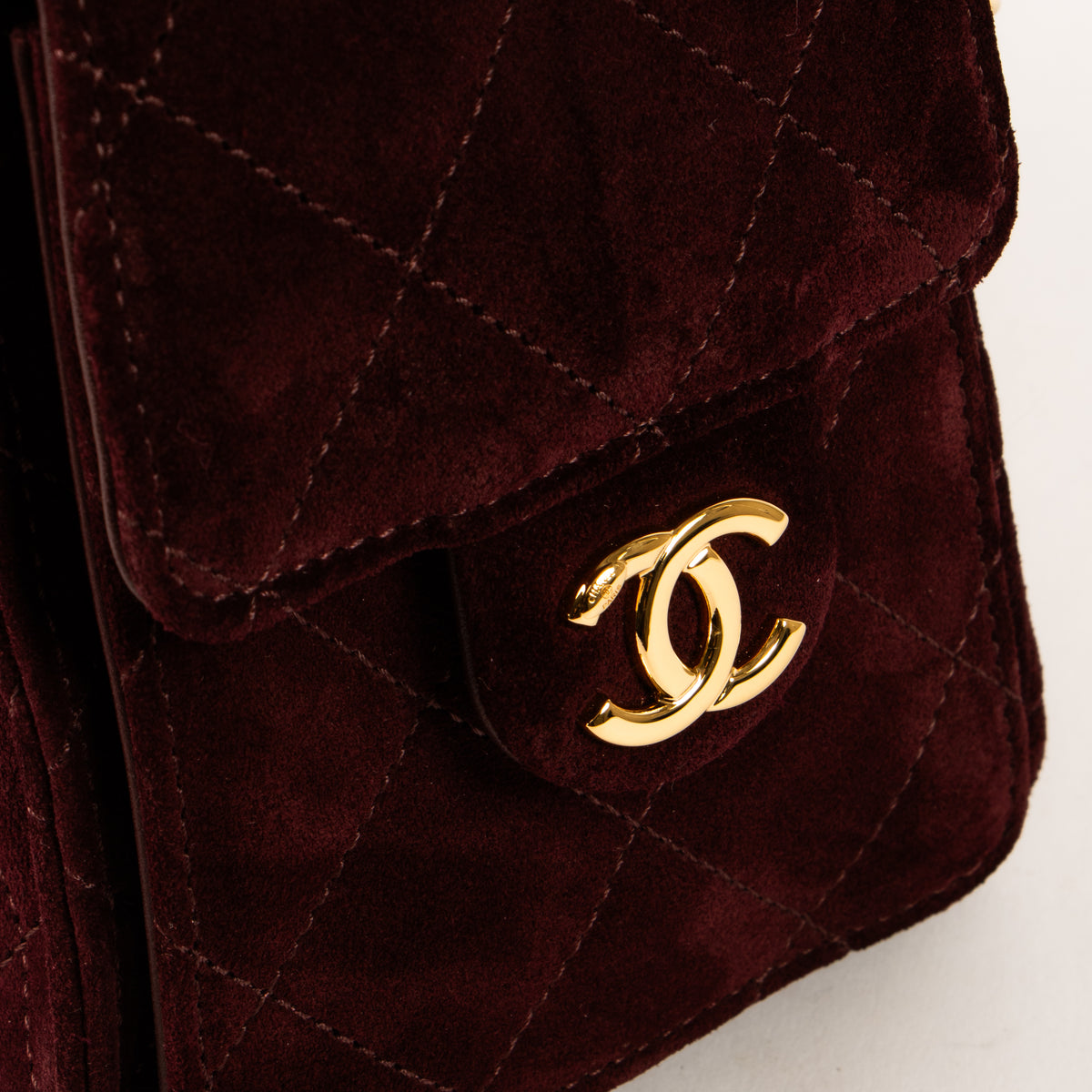 Chanel 26K Burgundy Suede Chanel 25 Mini Bag