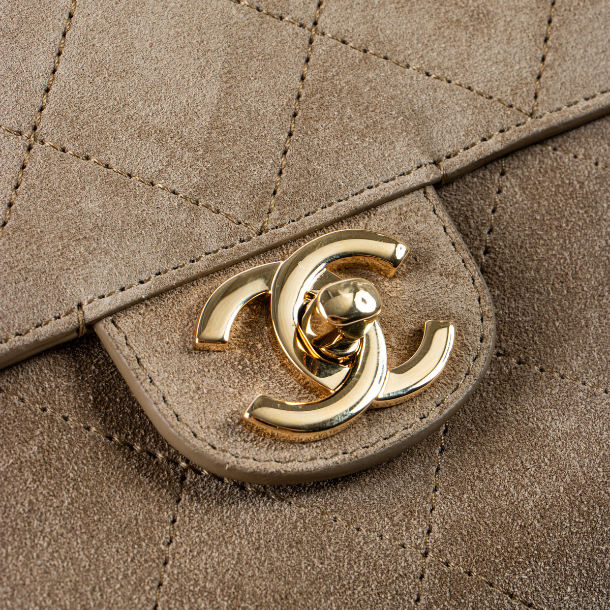 Chanel 26S Beige Suede Maxi Flap Bag