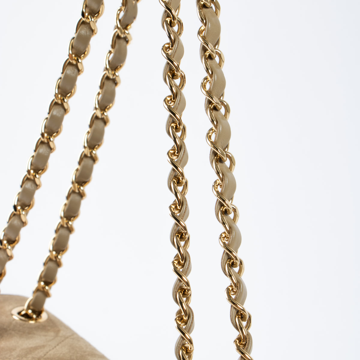 Chanel 26S Beige Suede Maxi Flap Bag