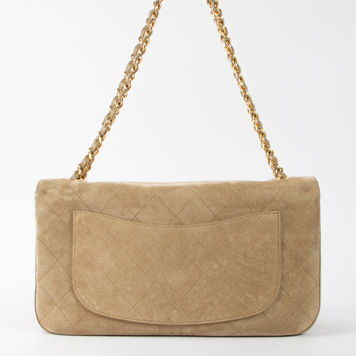 Chanel 26S Beige Suede Maxi Flap Bag