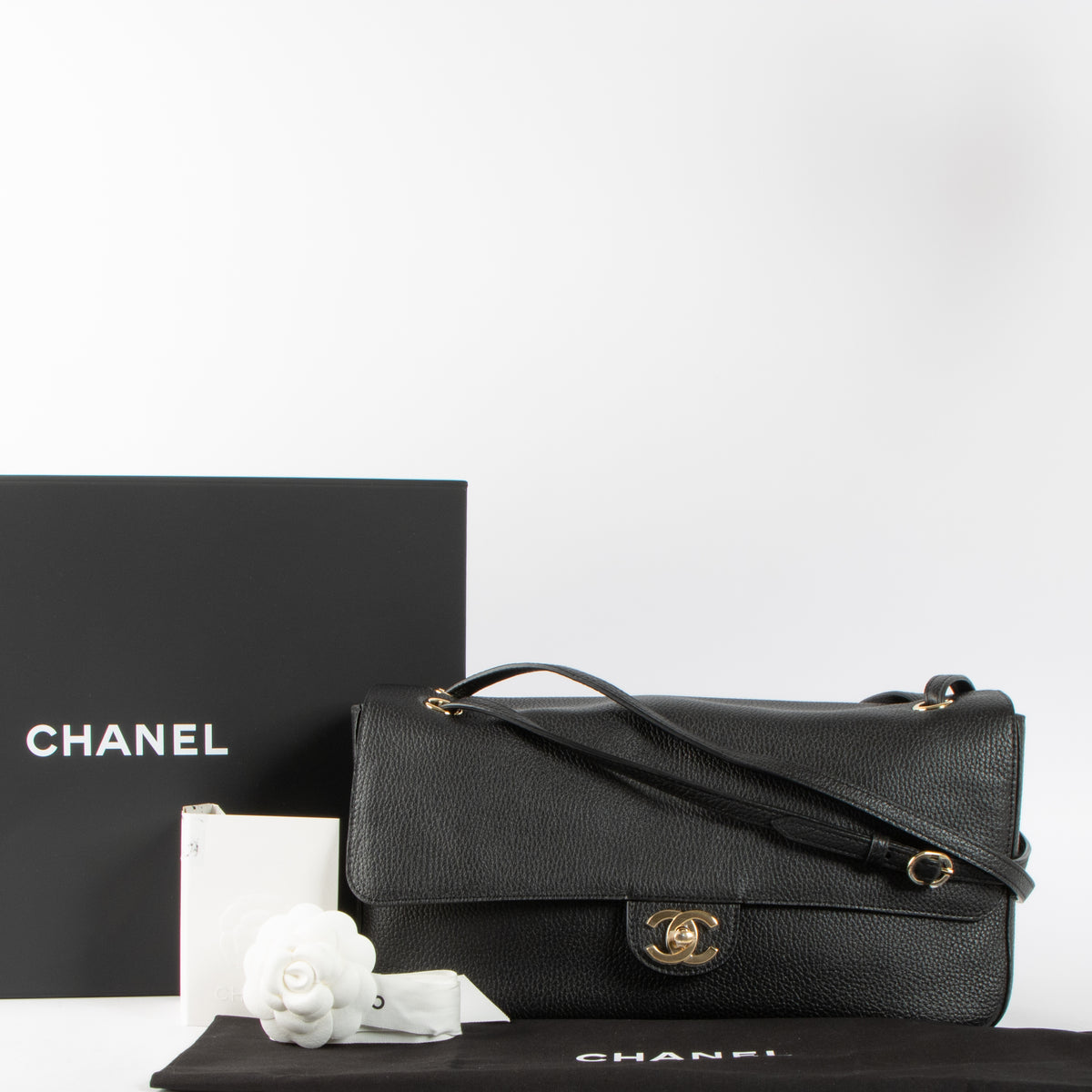 Shop this authentic Chanel 26S Black Grained Calfskin Souplissimo Maxi Flap pre-loved on Labellov.com