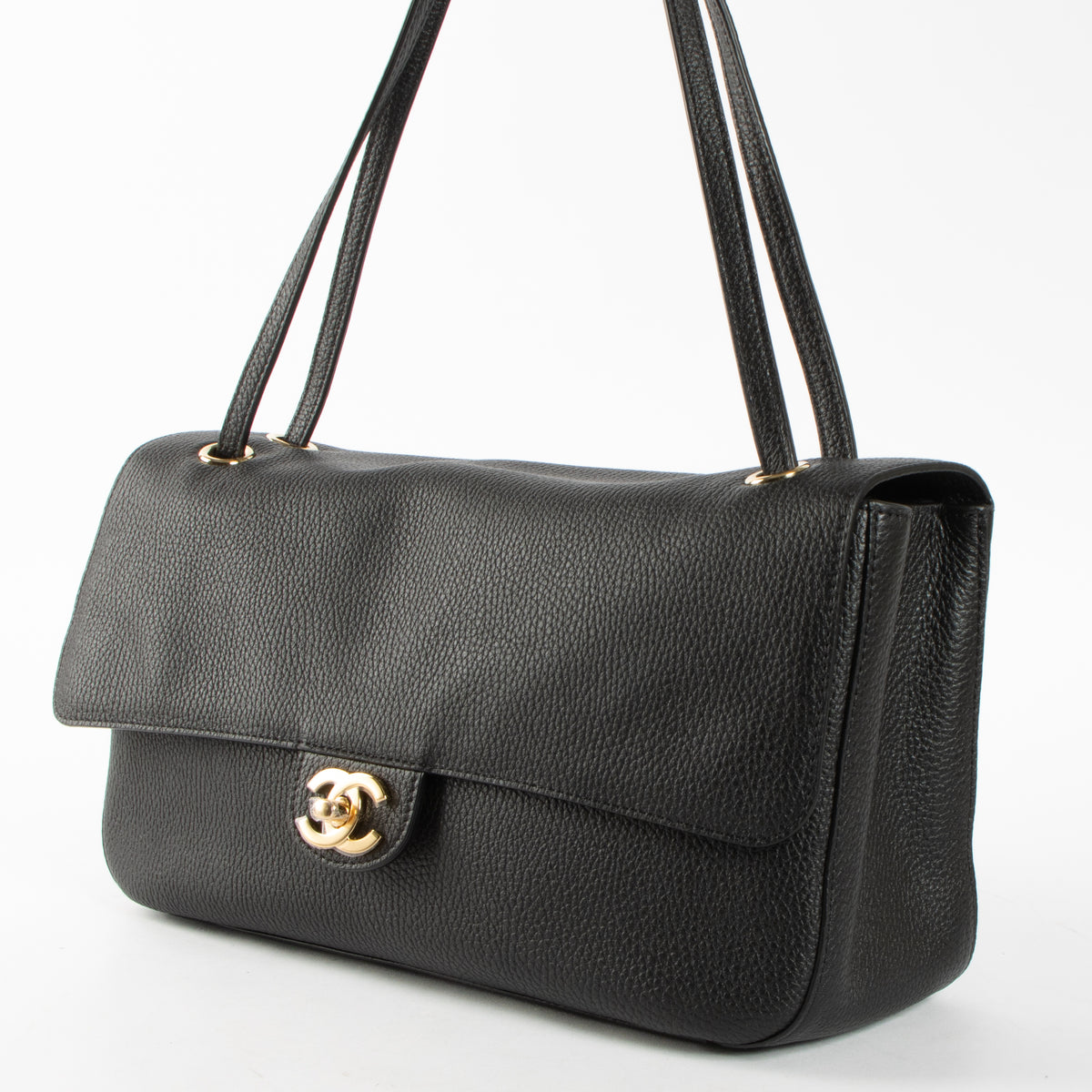 Shop this authentic Chanel 26S Black Grained Calfskin Souplissimo Maxi Flap pre-loved on Labellov.com