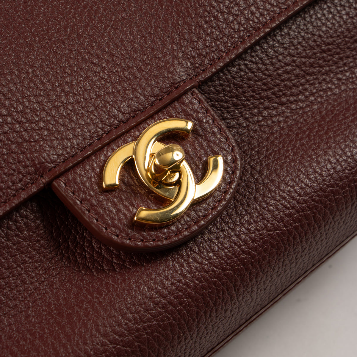 Chanel 26S Burgundy Grained Calfskin Maxi Flap Bag