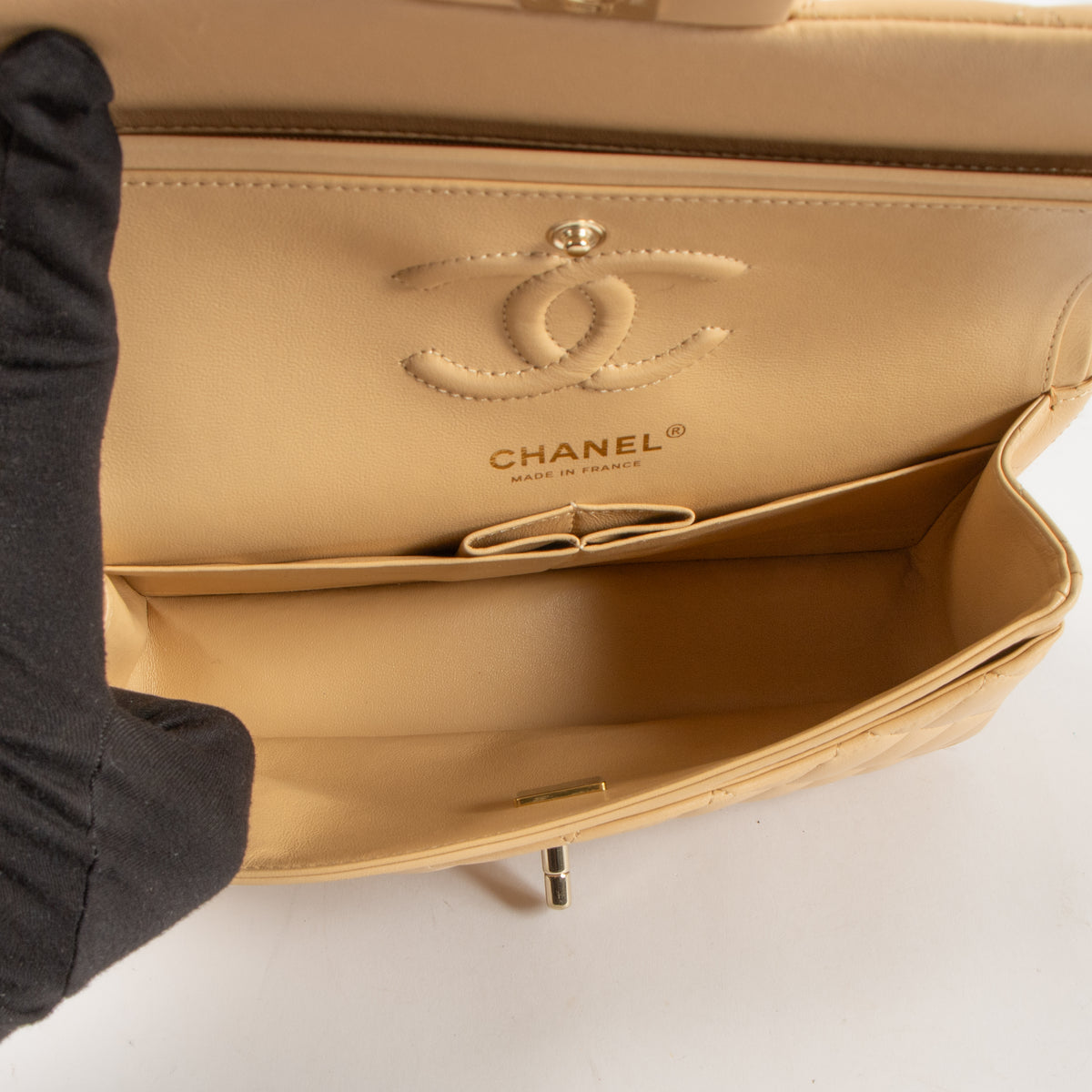 Shop the authentic Chanel Beige Lambskin Medium Classic 11.12 Bag on Labellov.com.