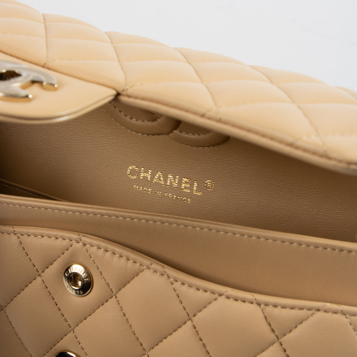 Shop the authentic Chanel Beige Lambskin Medium Classic 11.12 Bag on Labellov.com.