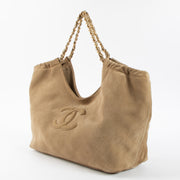 Shop this authentic Chanel Beige Suede Quilted Neo Cabas Small Tote FW2026 pre-loved on Labellov.com