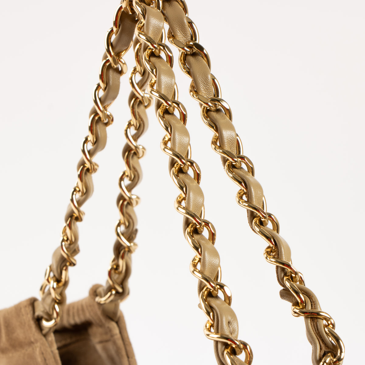 Chanel 26B Beige Quilted Suede Neo Cabas Small Tote Bag