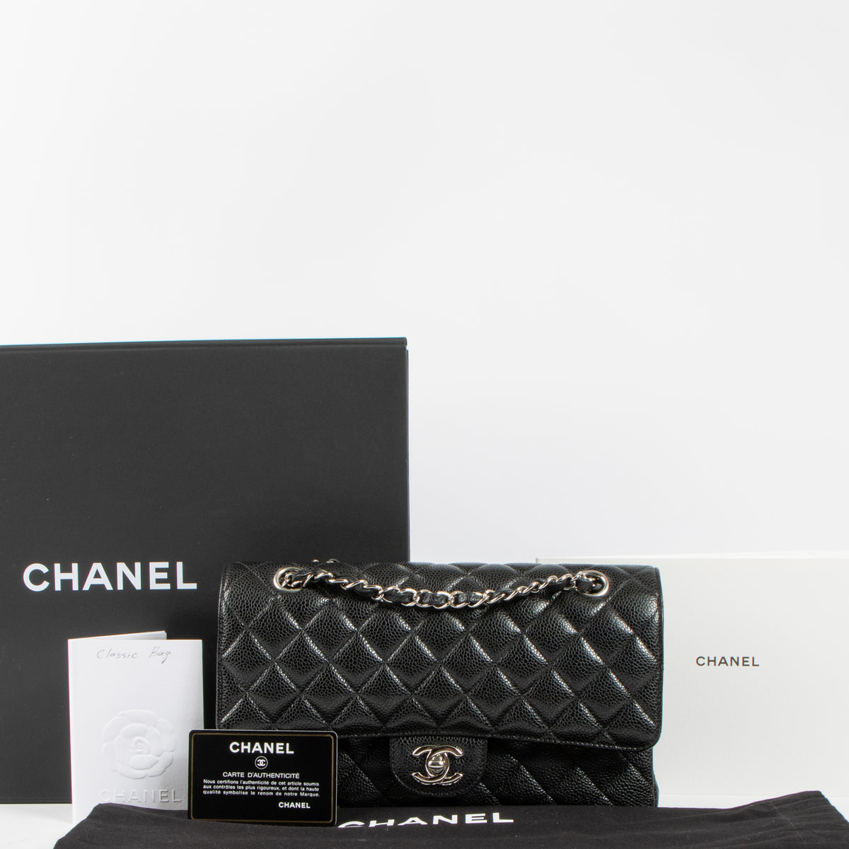 Shop the authentic Chanel Black Caviar Medium Classic 11.12 Bag second hand on Labellov.com!