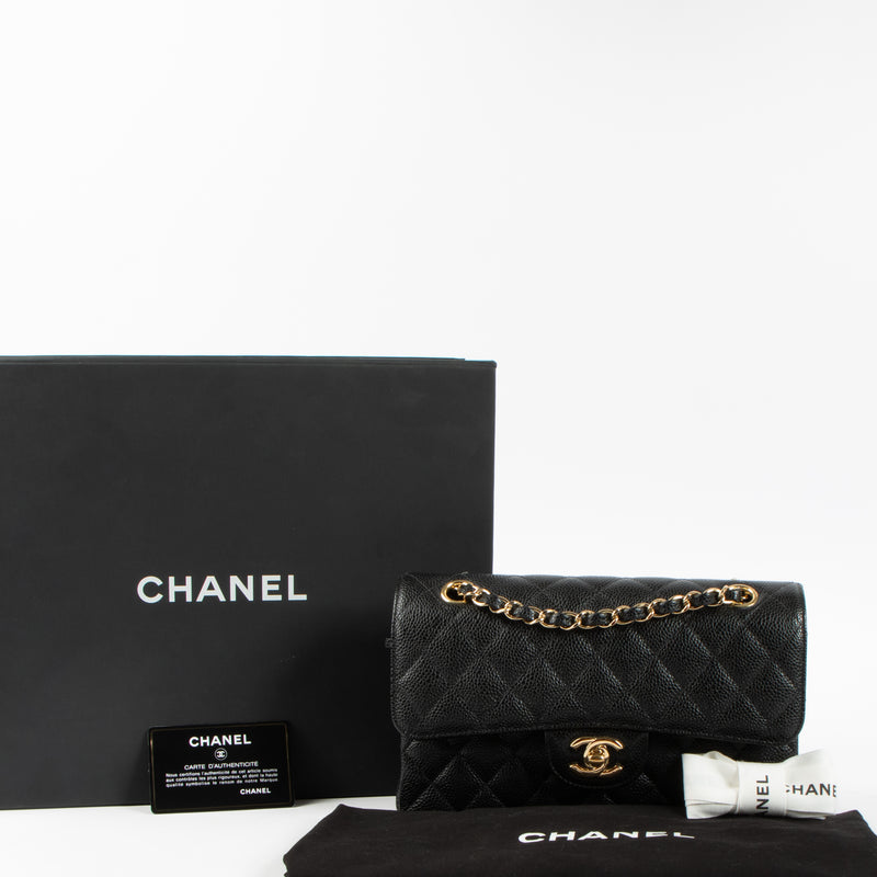 Shop the authentic Chanel Black Caviar Small Classic Flap Bag GHW on Labellov.com.