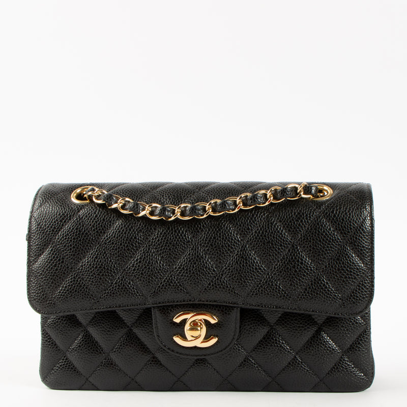 Shop the authentic Chanel Black Caviar Small Classic Flap Bag GHW on Labellov.com.