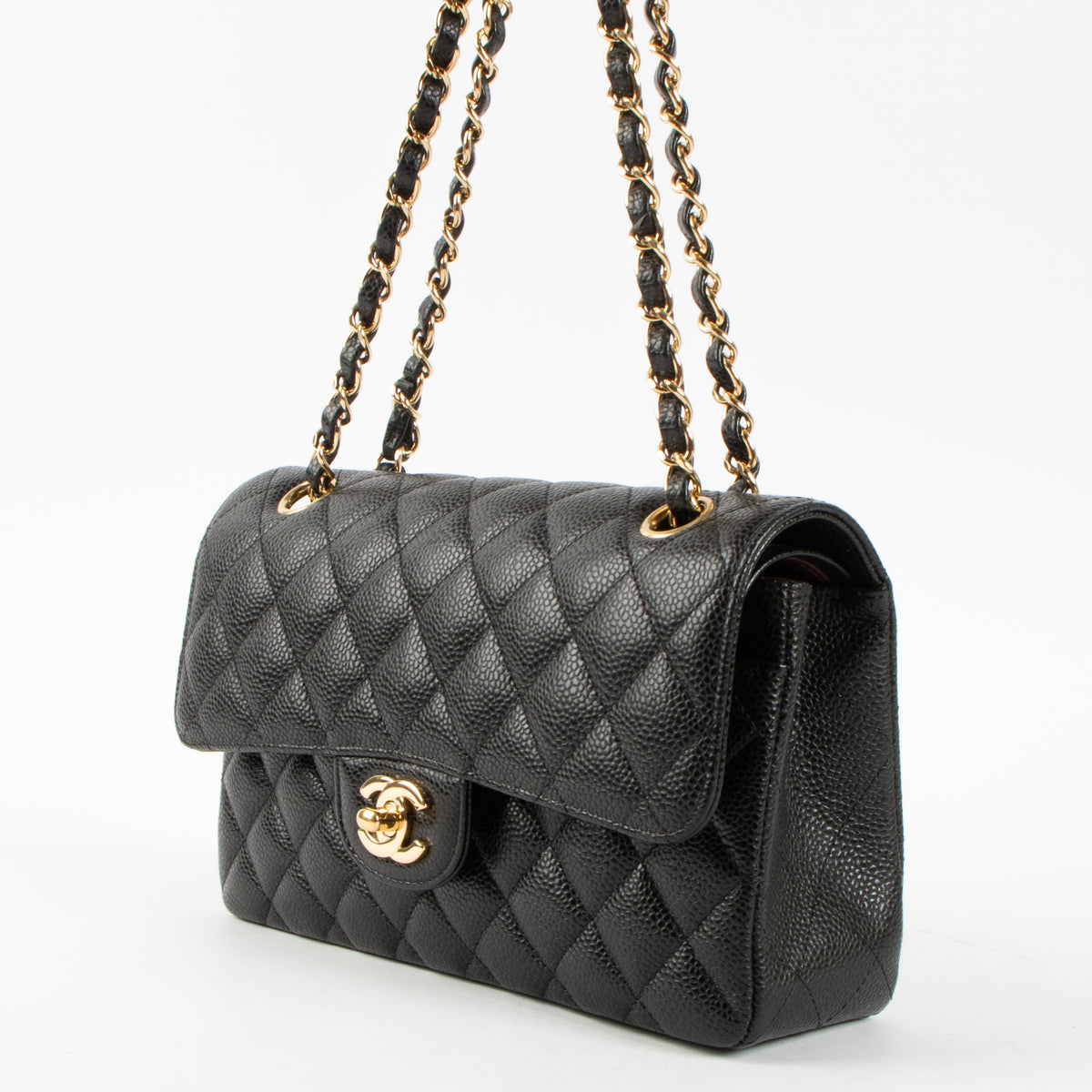Shop the authentic Chanel Black Caviar Small Classic Flap Bag GHW on Labellov.com.