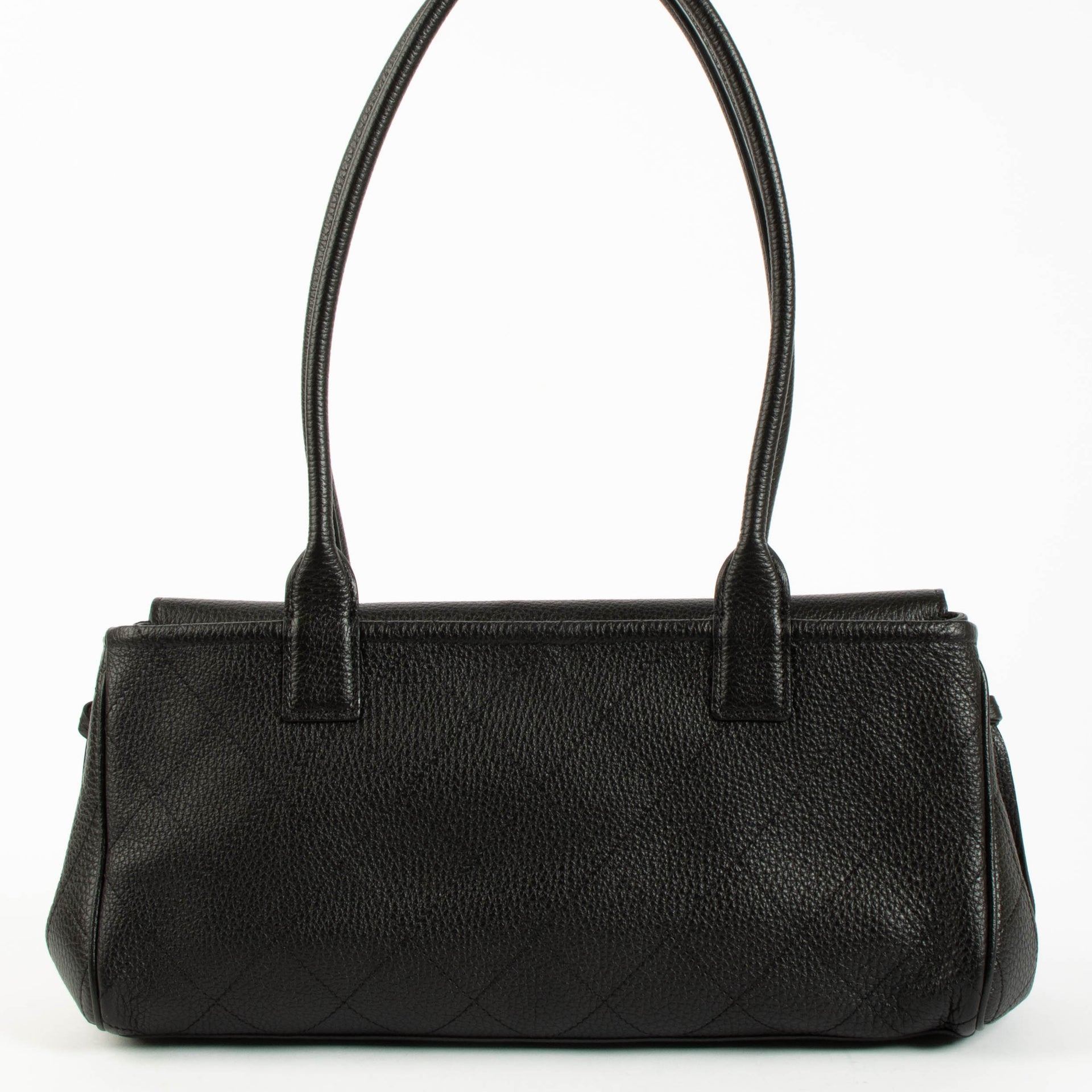 Chanel 26S Black Grained Calfskin Small Urban Essential East West Shopping Tote Bag