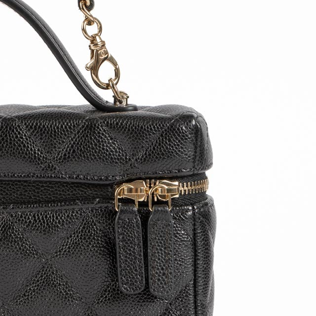 Chanel Black Caviar Classic Slim Vanity With Chain Bag