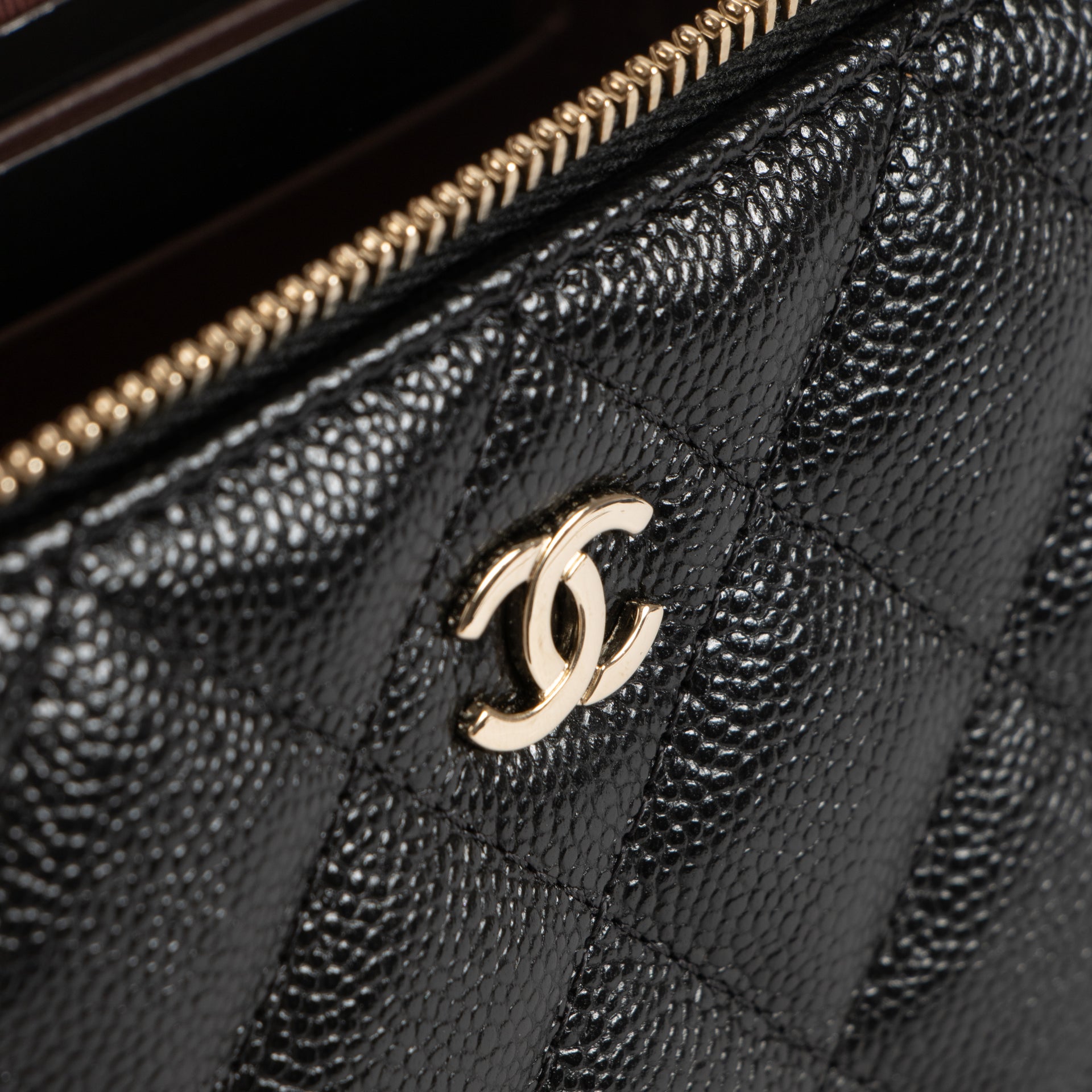 Chanel Black Caviar Classic Slim Vanity With Chain Bag